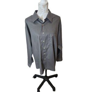 Arrow Shirt Casual Gray Long Sleeve Classic Fit No Iron Button Men's 18.5 34/35